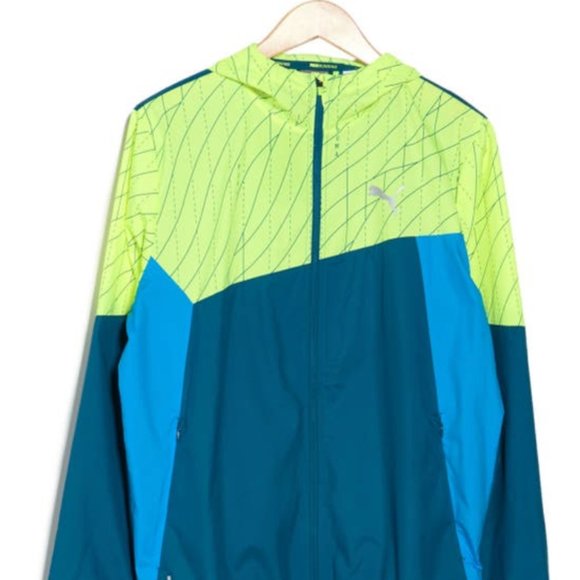Puma Graphic Hooded Jacket Green Blue XXL - Picture 2 of 2
